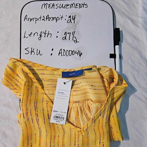 Apt 9 Yellow Shell Tank Top Size XL NWT - Picture 4 of 5